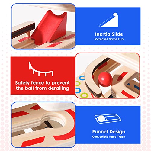 Wooden Marbles Run Ball Drop Toys 8-Tier Rolling Tower Toys with 16 Balls Ramp Whirling Game Educational Learning Toys for Gifts 3 4 5 6 7 8 Years - WoodArtSupply