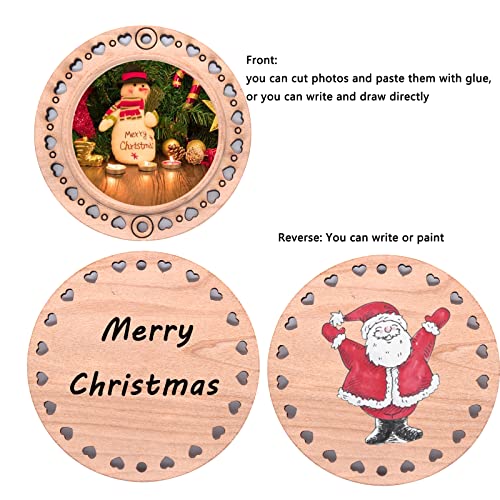 CBCMY Natural Wood Slices 40 Pcs 2.36inches Craft Unfinished Wood kit Predrilled with Hole Wooden Circles for Arts Wood Slices Christmas Ornaments