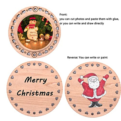 CBCMY Natural Wood Slices 40 Pcs 2.36inches Craft Unfinished Wood kit Predrilled with Hole Wooden Circles for Arts Wood Slices Christmas Ornaments