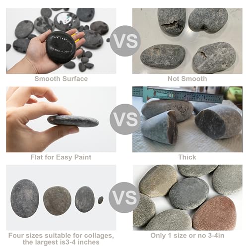 Markdang 25 Pcs Rocks for Painting 13pcs 0.5-1”, 5pcs 1-2”, 5pcs 2-3” & 2pcs 3-4” River Rocks for Painting Natural Flat & Smooth Rocks for Painting