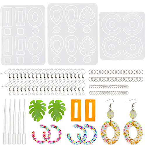 Gocelyn 3 Pcs Earring Epoxy Resin Molds, Fashion Bohemian Resin Jewelry Silicone Molds Including Earring Hooks, Jump Rings, Droppers for Women DIY - WoodArtSupply