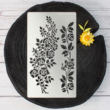 Aleks Melnyk No.269 Metal Stencil, Rose Flower Branch, Rose Vine, Swirls, Leaf Blossom, Small Stencil, 1 PC, Template for Wood Burning, Engraving, Aleks Melnyk