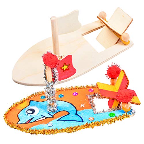 OLYCRAFT 4 Packs Drawing Wooden Sailboats & Airplanes DIY Wood Boat Wood Plane Models Unfinished Wood Models for Handmade DIY Crafts and Birthday OLYCRAFT