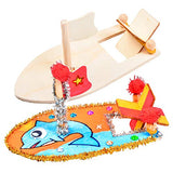 OLYCRAFT 4 Packs Drawing Wooden Sailboats & Airplanes DIY Wood Boat Wood Plane Models Unfinished Wood Models for Handmade DIY Crafts and Birthday OLYCRAFT