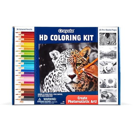 Crayola HD Coloring Kit, 30 Colored Pencils & 20 Premium Coloring Pages, Gift Crayola