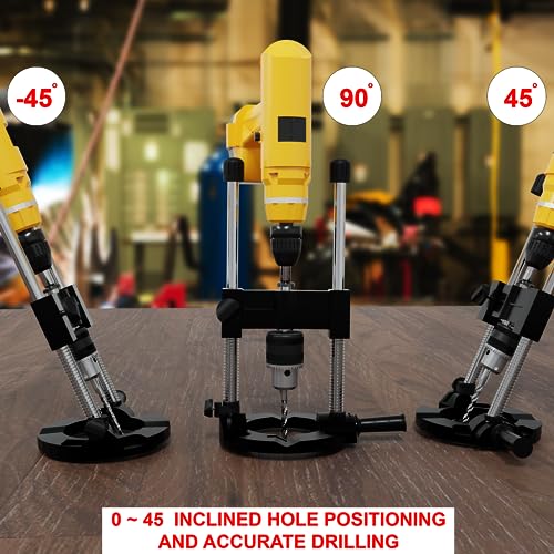 Pop's Choice Portable Drill Guide/Press for Drilling, Multi-Angle Guide Attachment Holder For 1/4 Inch and 3/8 Inch, with Chuck, Black POP'S CHOICE