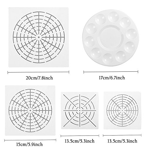 Whaline 18 Set Art Dotting Tools Mandala Dotting Tools Including 4 Mandala Stencils, 8 x Acrylic Rods, Paint Tray and 5 Double Sided Dotting Tools Whaline