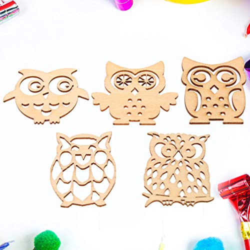 20pcs Wooden Crafts Shapes Craft Wood Slice Wood Hanging Ornament DIY Painting Wood Blanks Wood Owl Cutout Unfinished Wood Ornaments Wooden Cutout TENDYCOCO