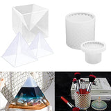 RESINWORLD Large Resin Jar Molds with Lids + 2Pcs Inner Pyramid Silicone Molds with 1Pcs Plastic Frame ResinWorld
