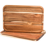 YOUEON Set of 2 Acacia Wood Serving Tray with Raised Lip, 14.2 x 9.5 Inch Rectangular Serving Tray, Appetizer Cheese Plate, Sandwich Dessert Trays, Youeon