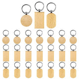 24pcs Wooden Keychain Blanks, Round Square Oval Engraving Blanks Wood Blanks Unfinished Wooden Key Ring Key Tag for DIY Gift Crafts SAVITA