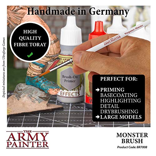 The Army Painter Wargamer: Monster - Wargamer Brush with Synthetic Toray Hair – Large Basecoat Brush for Wargames, Fine Detail Paint Brush for - WoodArtSupply