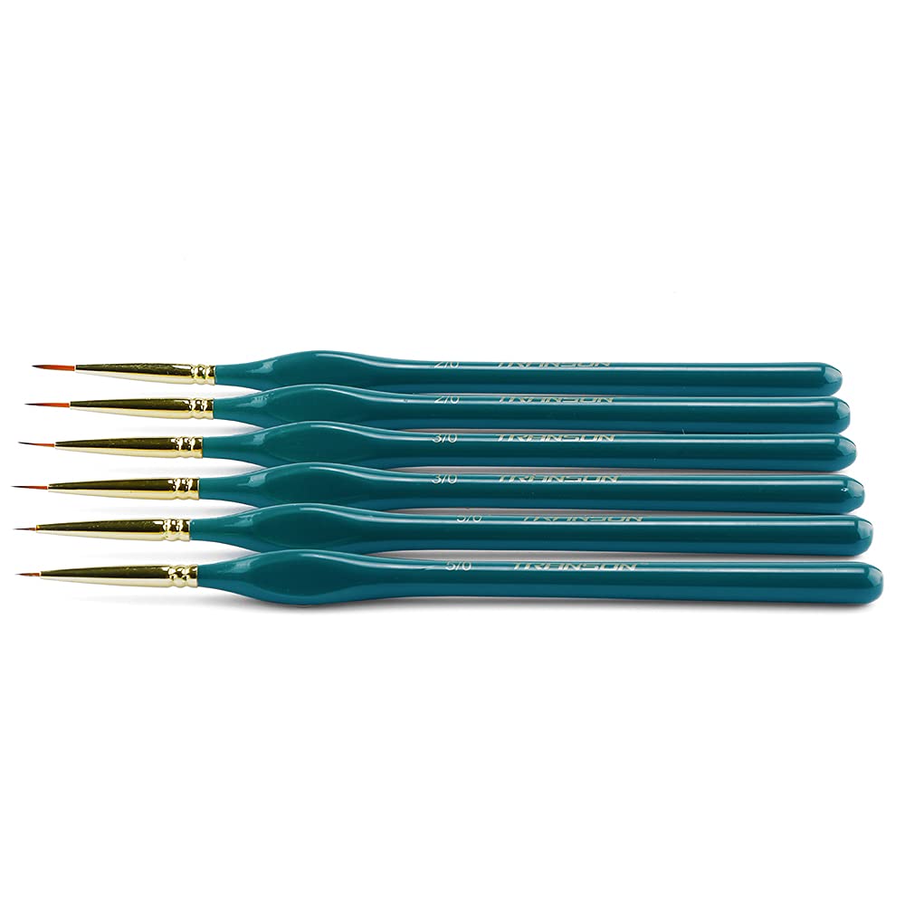 Transon Detail Thin Paint Brush Set 6pcs for Model Minature Craft and Art Painting Green TRANSON