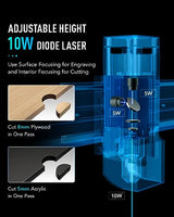 OMTech Light B10 Laser Engraver, 10W Output Diode Laser Module with Air Assist, Desktop Wood Laser Cutter Metal Engraver Machine, Ultra Fast & OMTech