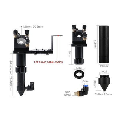 Cloudray C Series Head Set with 1 PCS USA CVD Focus Lens D20mm FL50.8mm and 3 PCS Si Mirrors D25mm (Set A) - WoodArtSupply