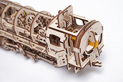 UGEARS Locomotive with Tender Mechanical 3D Puzzle, Wooden Construction Set, Business Gift, Christmas and Thanksgiving Present, Adult Craft Set - WoodArtSupply