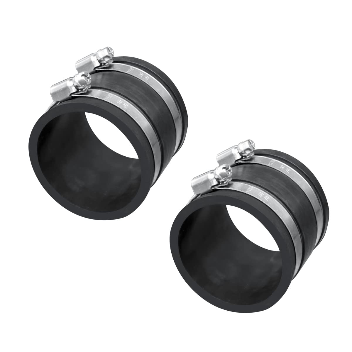 POWERTEC 70148-P2 2-1/2 Inch Dust Control Flex Cuff with Steel Hose Clamps, Hose Connector Rubber Cuff Coupler for Woodworking Dust Collection POWERTEC