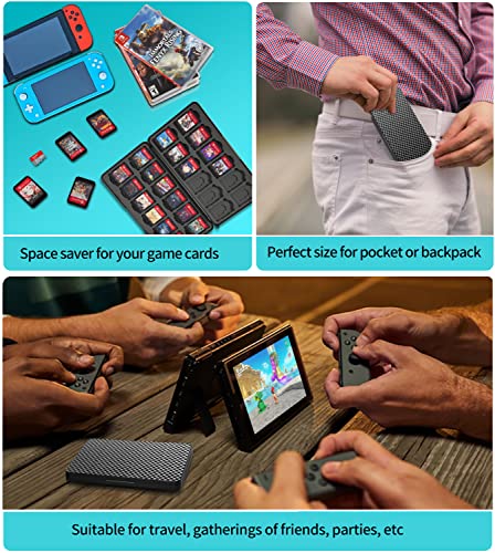 Switch Game Case Holder with 24 Cartridge Slots and 24 Micro SD Card Storage, Slim Portable Game Organizer Traveler Gift Accessories with Magnetic MOSAHOLL