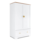 VINGLI Wide Wardrobe Closet, White Armoire Wardrobe with Hanging Rod, Shelves and Drawer, Freestanding Closet Wardrobe Cabinet, Armoires and VINGLI
