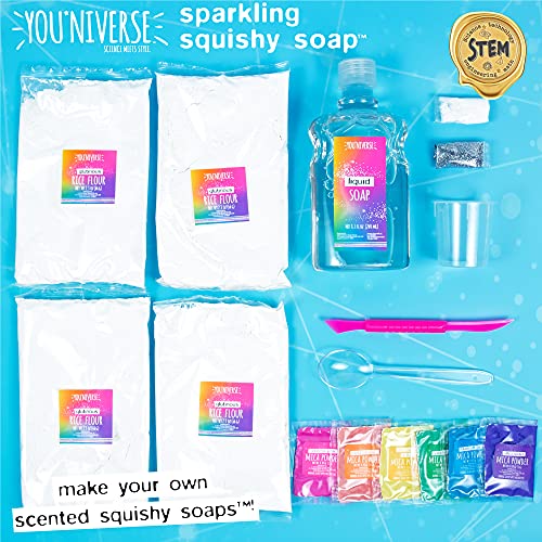 Just My Style You*niverse Sparkling Squishy Soaps, at-Home STEM Kits for Kids Age 8 and Up, DIY Shape Soaps, Chemistry Activities for Birthday Just My Style