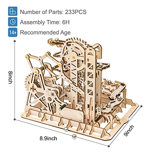 Rowood 3D Wooden Marble Run Puzzle Craft Toy, Gift for Adults & Teen Boys Girls, Age 14+, DIY Model Building Kits - Tower Coaster(Marble Climber) - WoodArtSupply