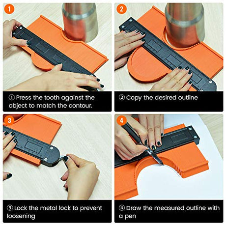 Contour Gauge Duplicator with Lock, 2 Pack Widen Shape Contour Duplication Gauge Profile Tool (5" & 10"), Precisely Copy Irregular Shape Instant EFFECTEER