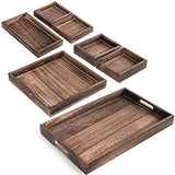 LotFancy Wooden Serving Trays, 7 Piece Set, Rustic Nesting Food Trays with Handles, Decorative Charcuterie Board Platter for Ottoman, Desktop, Coffee LotFancy