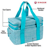 SINGER Sewing Accessories Organizer (Bag Only) – Double Layer Portable Sewing Storage Bag with 2 Detachable Pouches and 18 Storage Compartments, SINGER