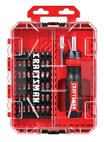 CRAFTSMAN RATCHETING SCREWDRIVER, 44PC (CMHT68017), Red - WoodArtSupply