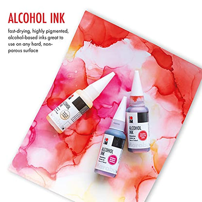 Marabu Alcohol Ink for Epoxy Resin - 42 Color Alcohol Ink Set - Fast Drying and Permanent Alcohol Inks - Vibrant and Metallic Alcohol Ink for Resin