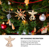 PartyKindom 4PCS Christmas Cutout Wood Chips Unfinished Christmas Crafts Christmas Hanging Cutouts Wood Cutout Xmas Wooden Ornament Wooden Snowflake PartyKindom