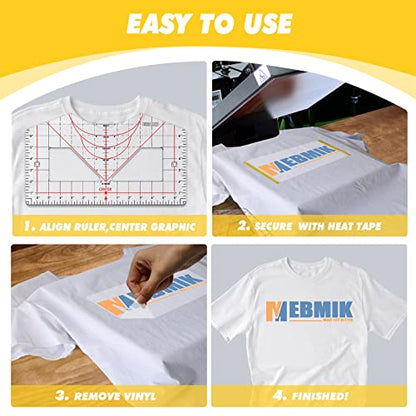 Tshirt Ruler Guide for Vinyl Alignment,T Shirt Ruler to Center Design,Tshirt Measurement Tool with Heat Tape ,Sublimation,Heat Transfer,Acrylic Ruler - WoodArtSupply