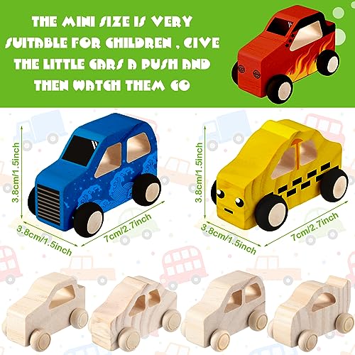 Chivao 24 Pcs Wood DIY Car Toys, Unfinished Wooden Cars, Paintable Wood Toys, Wooden Crafts for Students Home Activities Craft Projects Easy Chivao