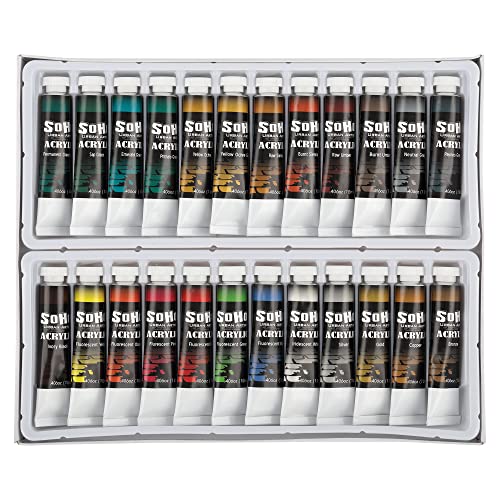 Soho Urban Artist Acrylic Paint - Thick, Rich, Water-Resistant, Heavy Body Paint, Assorted, Set of 48-12mL Soho Urban Artist