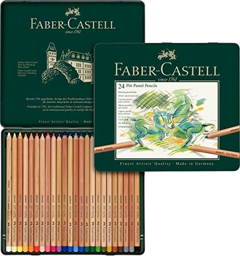 Faber-Castel FC112124 Pitt Pastel Pencils in A Metal Tin (24 Pack), Assorted Faber-Castell