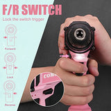 COMOWARE Cordless Drill Set, 20V Power Drill, Pink Drill Set for Women, 1 Battery & Charger, 3/8" Keyless Chuck, 2 Variable Speed, 266 In-lb Torque, COMOWARE