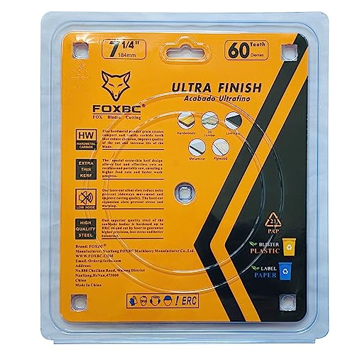 FOXBC 7-1/4" Circular Saw Blade 60-Tooth Replacement for Freud Diablo D0760A D0760X, DeWalt DWA171460 Ultra Fine Finish Circular Saw Blade FOXBC