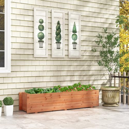 Giantex Raised Garden Bed, 44” x 11” x 10” Wood Planter Box with Drainage Holes, Outdoor Rectangular Raised Beds for Flower Vegetable Herb