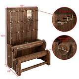 Ikee Design Wood Jewelry Holder Organizer Stand with 18 Hooks and Removable Holders,Earring and Bracelet Organizer,2 Tier Jewelry Tree Storage Tower, Ikee Design