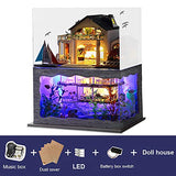 Spilay Miniature Dollhouse Kit with Furniture,DIY Dollhouse Kit Mini Modern Villa Model Plus Dust Cover and Music Box,1:24 Scale Creative Room Idea Spilay