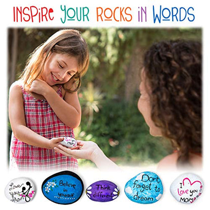 KIPIPOL Rock Painting Kit for Kids - DIY Arts and Crafts Set for Girls, Boys Ages 3, 4, 5 and Up - Fun Outdoor Activities w/10 Stones, 12 Acrylic