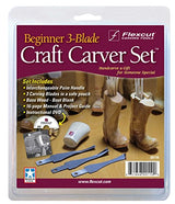 FLEXCUT Carving Tools, Beginner Craft Carver Set, 3 Carving Blades, Palm Handle and DVD Included (SK110) FLEXCUT