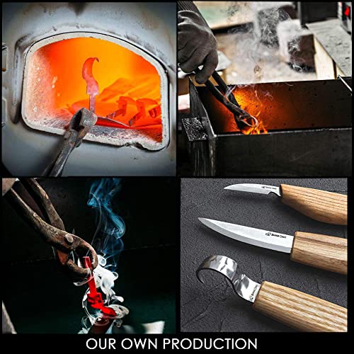 BeaverCraft S13L Wood Carving Tools Set for Spoon Carving 3 Knives in Tools Roll Leather Strop and Polishing Compound Hook Sloyd Detail Knife BeaverCraft