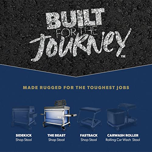 URBANTRANSIT The Beast Heavy Duty Shop Stool with Backrest - 500 Lb Capacity Rolling Stool for the Garage with Tool Storage, Cupholder and 360 Degree URBANTRANSIT