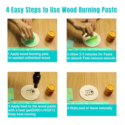 DGAGA Wood Burning Paste Wood Burning Gel for Heat Gun Heat Activated Paste for Craft Chalk Paste for Wood Burning Etching Marker Stencil Wood Working Tools and Accessories on Wood,Canvas,Denim 4 OZ