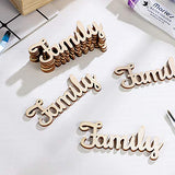 SUPVOX 10pcs Unfinished Family Wood Words Ornaments, Rustic Crafts Wooden Family Letters Alphabet Script for Christmas Tree Crafts Home Wedding DIY SUPVOX