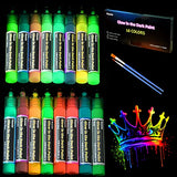 Roizefar Fabric Paint, 16 Colors Glow in the Dark Paint, 3D Permanent Acrylic Textile Paint (20 ml/0.68 oz), Neon Craft Painting Fabric Paint for Roizefar