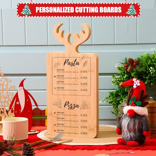 Bamboo Cutting Board with Antler Handle Christmas Wooden Serving Board Bamboo Wood Cheese Charcuterie Board Decorative Carving Cutting Board for AWIZOM