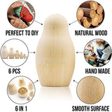 AEVVV Blank Nesting Dolls Set 6 pcs - Unpainted Russian Nesting Dolls - Unfinished Doll - Russian Nesting Dolls to Paint - Blank Doll - DIY Nesting AEVVV