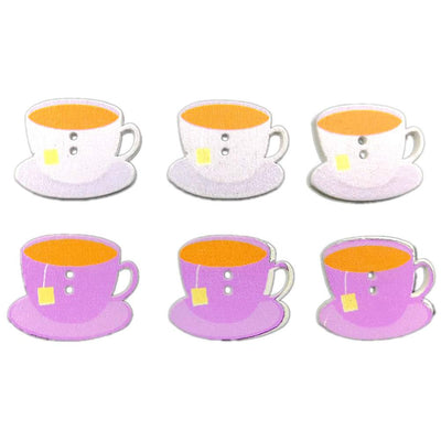 50Pcs Coffee Cup Shape Wood Buttons DIY Scrapbook Photo Album Sewing Knitting Decor - Multicolor